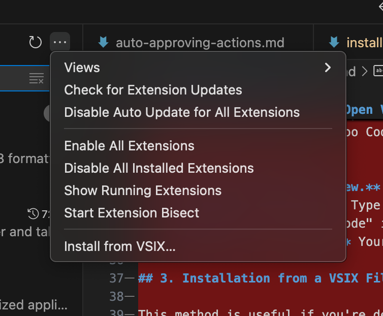 VS Code&#39;s Install from VSIX dialog